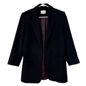 Louben Open Front Black‎ Blazer Jacket Sweater Size 4 Career Designer Luxury VTG